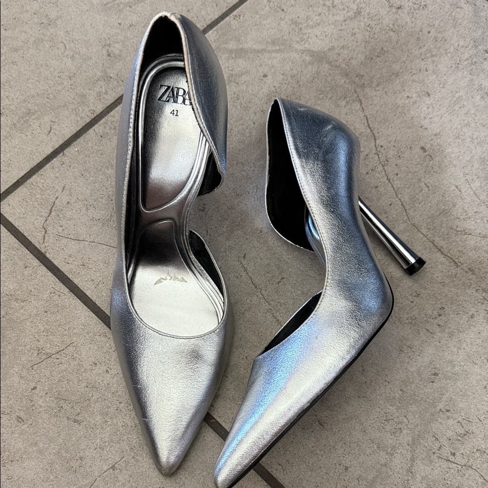 Zara Metallic Silver Women's Heels